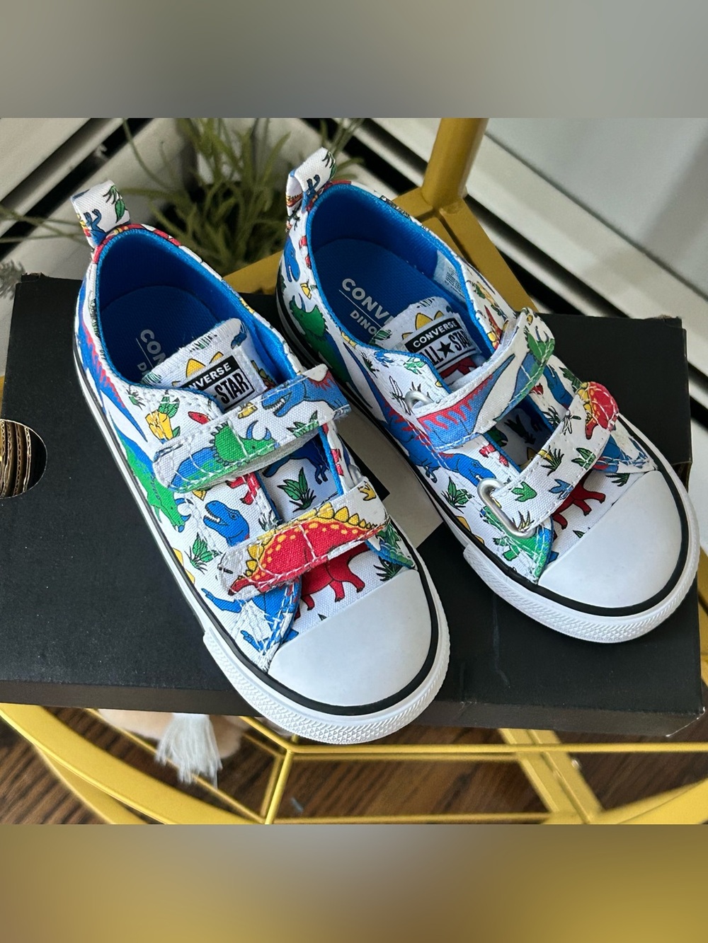 Converse Chuck Taylor All Stars colorful dinosaur print designs kids size 9 new